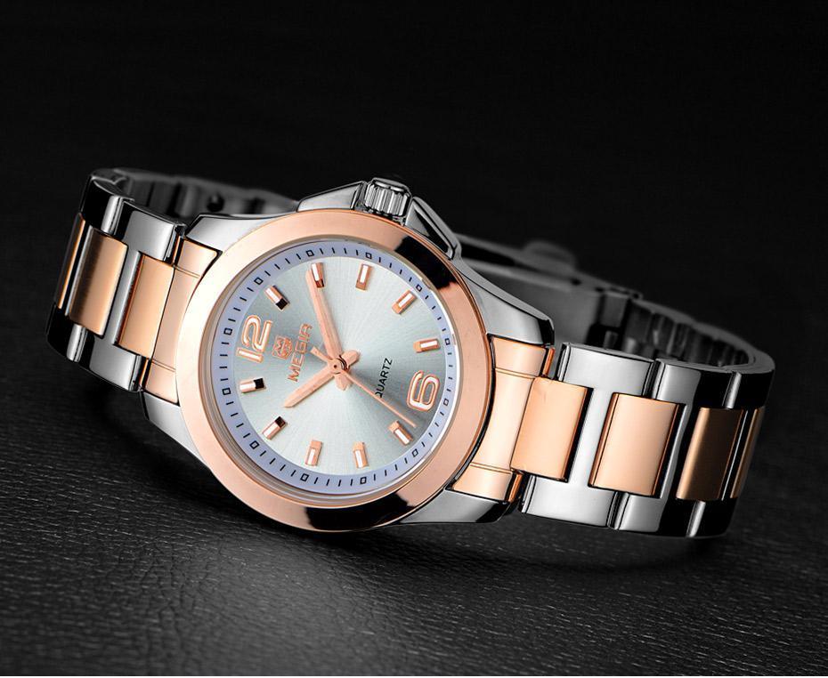 Classic Analogue Black Silver Women Watch Waterproof Elegant Quartz Wrist Watches Stainless Steel For Womens Stevvex