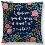 Newest Floral Quotes Decorative Pillow Covers Fresh Flowers Garland Inspirational Words Decorative Cotton Linen Throw Pillow Cushion Covers And Gifts For Women Daughter Mum Best Friend Birthday Home Decorations Stevvex