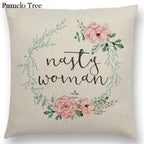 Newest Floral Quotes Decorative Pillow Covers Fresh Flowers Garland Inspirational Words Decorative Cotton Linen Throw Pillow Cushion Covers And Gifts For Women Daughter Mum Best Friend Birthday Home Decorations Stevvex