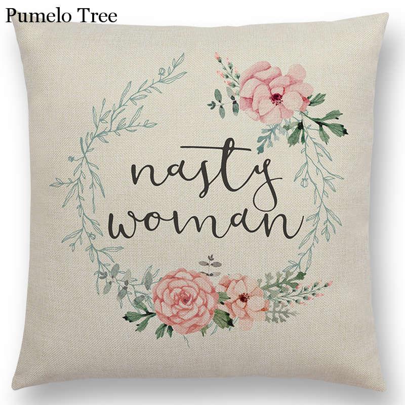 Newest Floral Quotes Decorative Pillow Covers Fresh Flowers Garland Inspirational Words Decorative Cotton Linen Throw Pillow Cushion Covers And Gifts For Women Daughter Mum Best Friend Birthday Home Decorations Stevvex