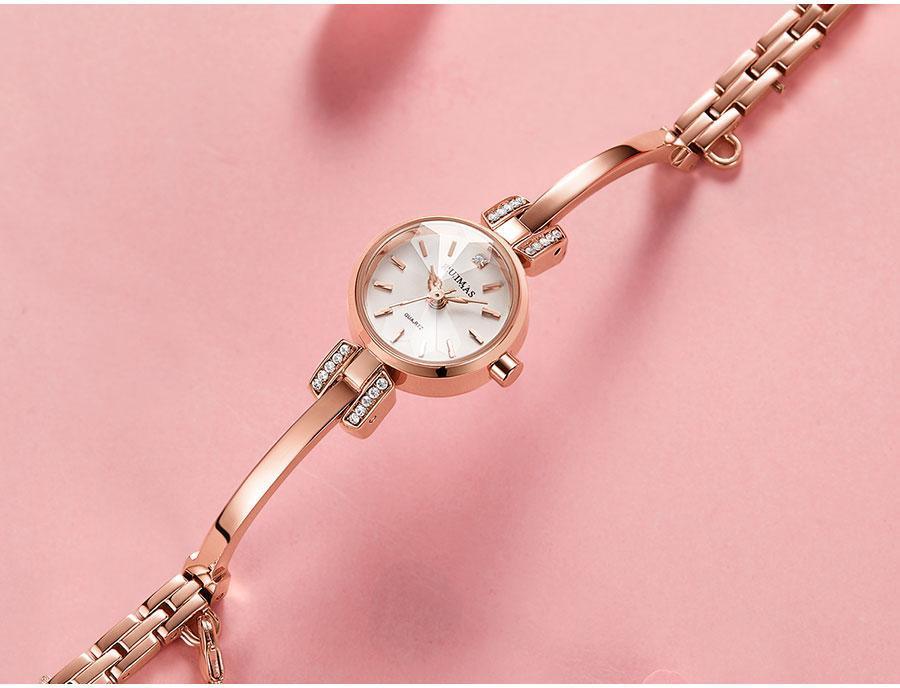 Luxury Small Silver Women Watch Modern Bracelet Wristwatch Quartz Waterproof Mini Round Design Stevvex