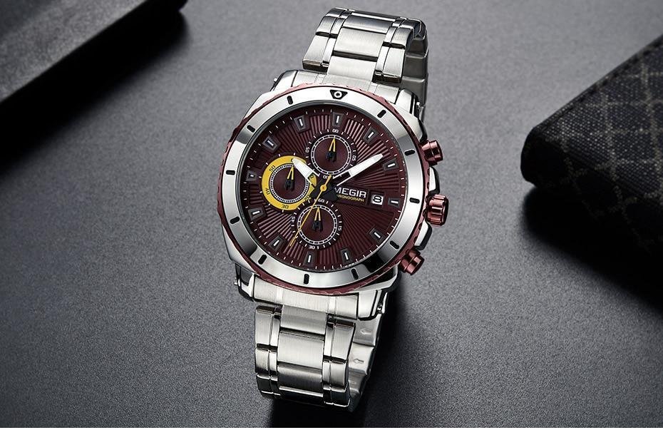 Luxury Men's Business Quartz Watches Blue Fashion Chronograph Elegant Stainless Steel Wristwatches For Man Stevvex