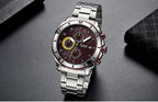 Luxury Men's Business Quartz Watches Blue Fashion Chronograph Elegant Stainless Steel Wristwatches For Man Stevvex