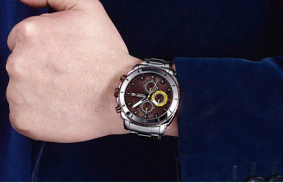 Luxury Men's Business Quartz Watches Blue Fashion Chronograph Elegant Stainless Steel Wristwatches For Man Stevvex