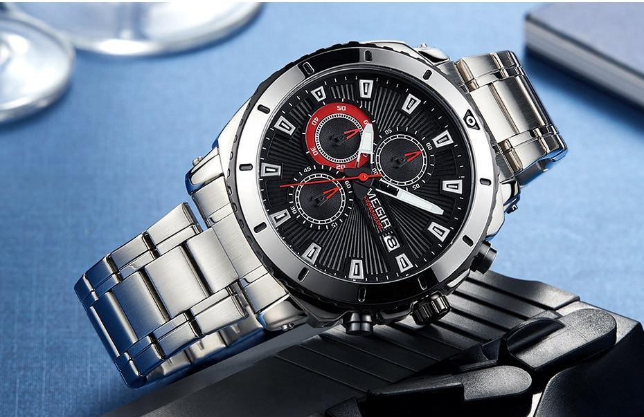 Luxury Men's Business Quartz Watches Blue Fashion Chronograph Elegant Stainless Steel Wristwatches For Man Stevvex