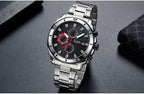 Luxury Men's Business Quartz Watches Blue Fashion Chronograph Elegant Stainless Steel Wristwatches For Man Stevvex