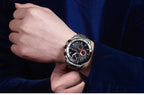 Luxury Men's Business Quartz Watches Blue Fashion Chronograph Elegant Stainless Steel Wristwatches For Man Stevvex