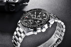New Men Silver Blue Watch Business Analog Chronogragh Full Steel Luxury Casual Male Waterproof Sports Design Watches