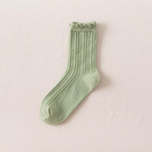 Ruffle Frilly Socks Kawaii Cotton Socks Cute Women Solid Color Warm Winter Running Cycling Climbing Unisex socks For Men And Women