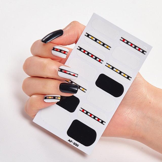 Full Cover Nail Stickers Nail Polish Nail Decoration Nails Sticker Designer Self Adhesive Nail Sticker Creative Nail Art Sticker Sticker Nail Decorations Accessories Metal Curve Stripe Lines Design Letter Nail Sticker Adhesive Decoration Template Stevvex