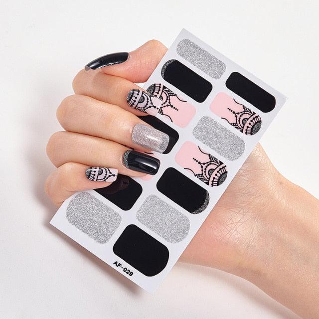Full Cover Nail Stickers Nail Polish Nail Decoration Nails Sticker Designer Self Adhesive Nail Sticker Creative Nail Art Sticker Sticker Nail Decorations Accessories Metal Curve Stripe Lines Design Letter Nail Sticker Adhesive Decoration Template Stevvex