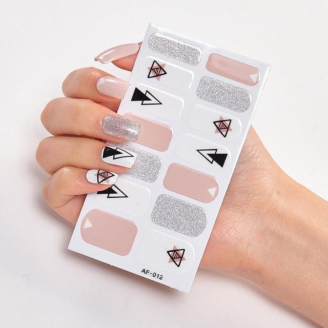 Full Cover Nail Stickers Nail Polish Nail Decoration Nails Sticker Designer Self Adhesive Nail Sticker Creative Nail Art Sticker Sticker Nail Decorations Accessories Metal Curve Stripe Lines Design Letter Nail Sticker Adhesive Decoration Template Stevvex
