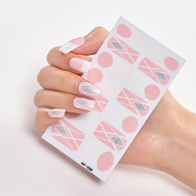 Full Cover Nail Stickers Nail Polish Nail Decoration Nails Sticker Designer Self Adhesive Nail Sticker Creative Nail Art Sticker Sticker Nail Decorations Accessories Metal Curve Stripe Lines Design Letter Nail Sticker Adhesive Decoration Template Stevvex