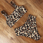 High Waist Bikini Leopard Bikini Women Push Up Swimsuit Women's Leopard Print Swimsuits High Waist Bikini Set 2 Piece Bathing Suits Women Printed Swimwear Tie Dye Summer Swim Beachwear Stevvex
