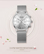 Multifunctional Black Luxury Women Watch Fashion Quartz Business Style Stainless Steel Strap Wrist Watch Stevvex