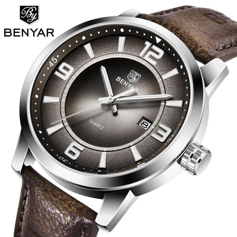 2021 New Simple Business Quartz Men Wristwatch Luxury Casual Leather Strap Waterproof Watch Stevvex