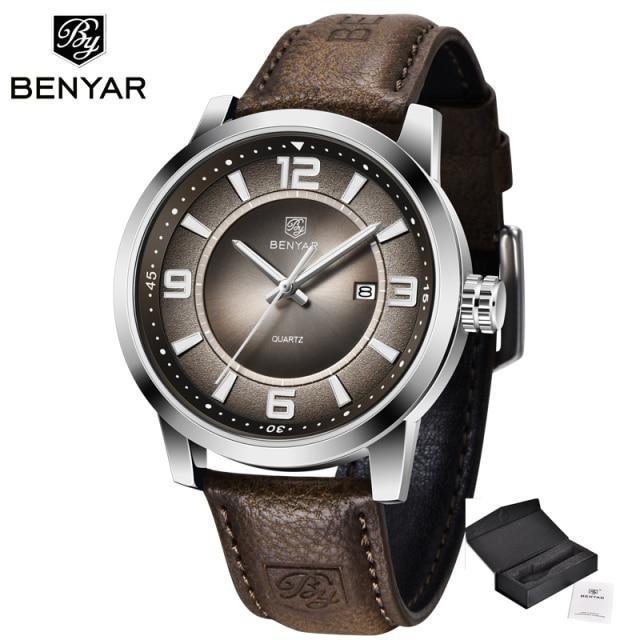 2021 New Simple Business Quartz Men Wristwatch Luxury Casual Leather Strap Waterproof Watch Stevvex