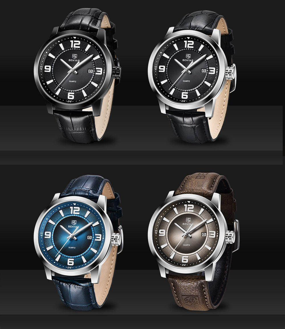 2021 New Simple Business Quartz Men Wristwatch Luxury Casual Leather Strap Waterproof Watch Stevvex