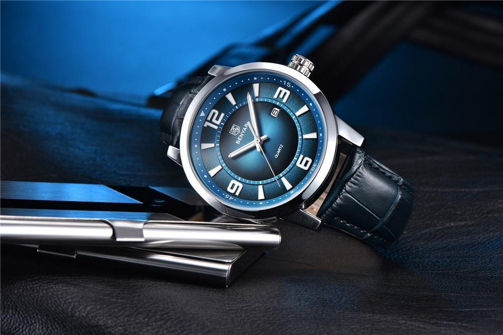 2021 New Simple Business Quartz Men Wristwatch Luxury Casual Leather Strap Waterproof Watch Stevvex