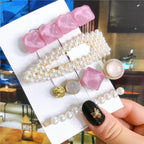 4pcs/set Women Hair Accessories Jewelry Korean Simulation Pearl Barrette Love Hearts Hair Clips For Girls Pink Hairpins Wedding Hair Accessories for Brides and Bridesmaids Stevvex