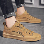Luxury Leather Men's Sneakers Lace Up Mens Casual Outdoor Canvas Shoes Handmade Fashion Walking Sneakers Comfortable Modern Design Sneakers For Man Stevvex