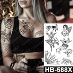 New Big Butterfly Waterproof Temporary Sticker Tattoo Elegant Black Colorful Tattoos Rose For Women Men Stevvex