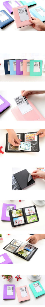 64 Pockets Mini Instant Polaroid Photo Album Picture Case for Mini Film 7s 8 25 50s 90 Mini Polaroid Album Refillable Notebook Photo Album Valentines Day Gift Anniversary Gift Stevvex
