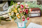 15heads/1 bundle Silk Tea Roses Bride Bouquet for Christmas Home Wedding New Year Decoration Fake Artificial Flowers Home Decor Stevvex