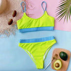 Female High Waist Swimsuit Bikini Sports Swimsuits For Women Two Piece Crop Top Bikini Set High Waist High Cut Bathing Suits Women Swimwear Two-piece Bikini Set Bathing Suit Swimwear Stevvex