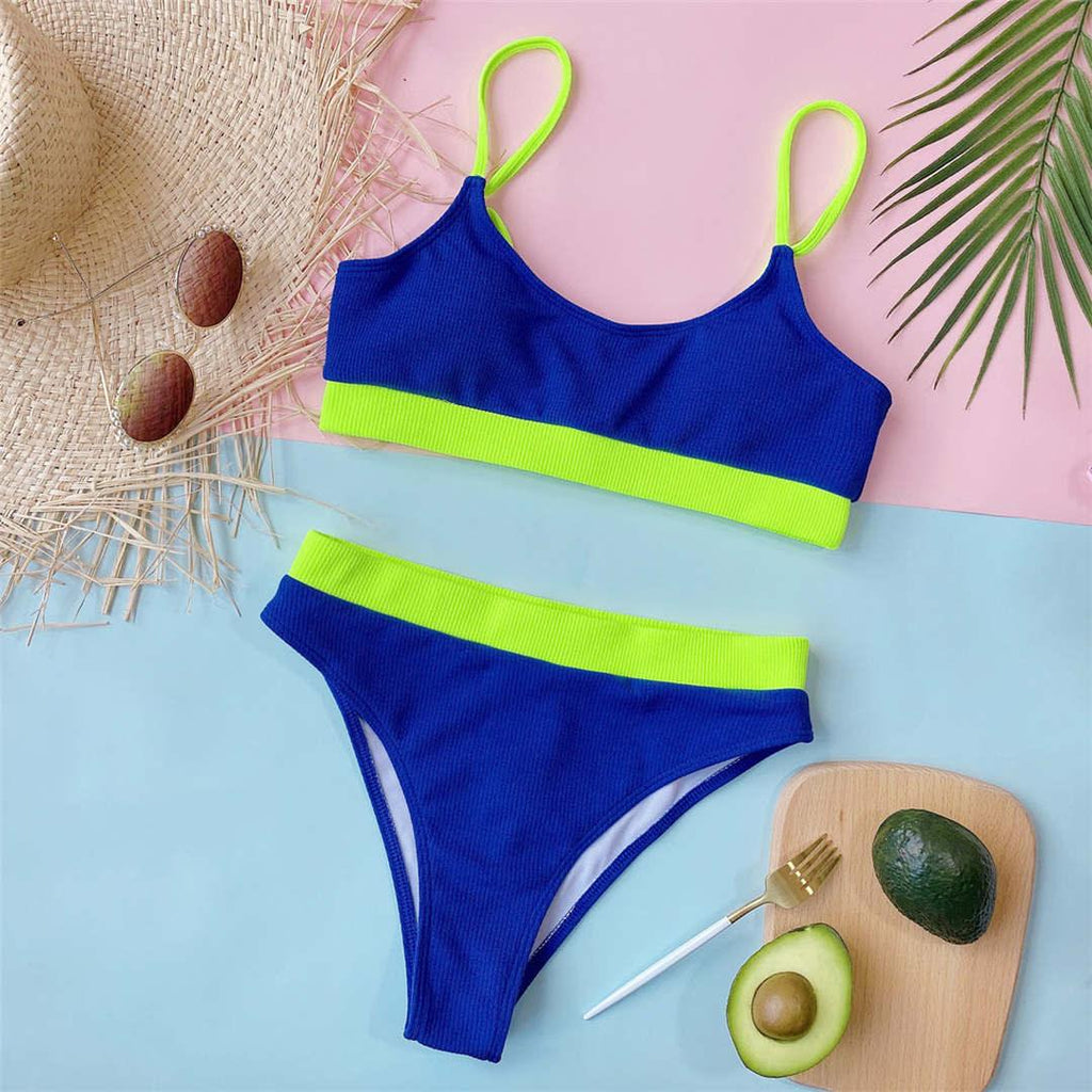 Female High Waist Swimsuit Bikini Sports Swimsuits For Women Two Piece Crop Top Bikini Set High Waist High Cut Bathing Suits Women Swimwear Two-piece Bikini Set Bathing Suit Swimwear Stevvex