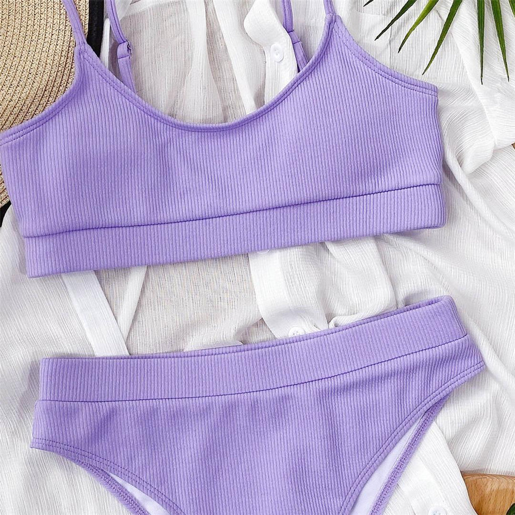 Female High Waist Swimsuit Bikini Sports Swimsuits For Women Two Piece Crop Top Bikini Set High Waist High Cut Bathing Suits Women Swimwear Two-piece Bikini Set Bathing Suit Swimwear Stevvex