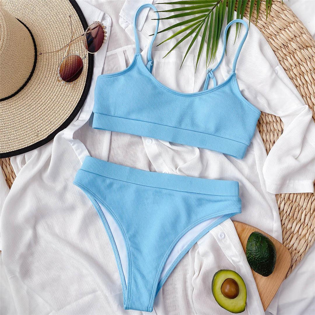 Female High Waist Swimsuit Bikini Sports Swimsuits For Women Two Piece Crop Top Bikini Set High Waist High Cut Bathing Suits Women Swimwear Two-piece Bikini Set Bathing Suit Swimwear Stevvex