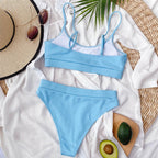 Female High Waist Swimsuit Bikini Sports Swimsuits For Women Two Piece Crop Top Bikini Set High Waist High Cut Bathing Suits Women Swimwear Two-piece Bikini Set Bathing Suit Swimwear Stevvex