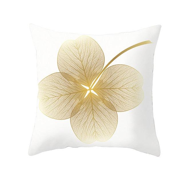 Tropical Leaf Flower Green Yellow Pillowcase Decorative Throw Pillow Case Cushion Cover Gold Stamping Leaves Polyester Cushion Cover Throw Pillow Decorative Cushions Home Decor Pillow Covers Stevvex
