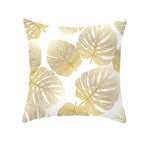 Tropical Leaf Flower Green Yellow Pillowcase Decorative Throw Pillow Case Cushion Cover Gold Stamping Leaves Polyester Cushion Cover Throw Pillow Decorative Cushions Home Decor Pillow Covers Stevvex