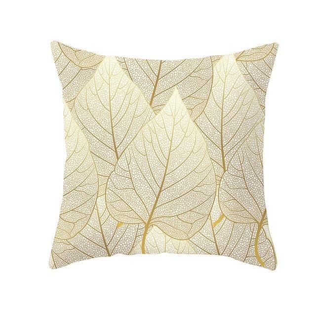 Tropical Leaf Flower Green Yellow Pillowcase Decorative Throw Pillow Case Cushion Cover Gold Stamping Leaves Polyester Cushion Cover Throw Pillow Decorative Cushions Home Decor Pillow Covers Stevvex