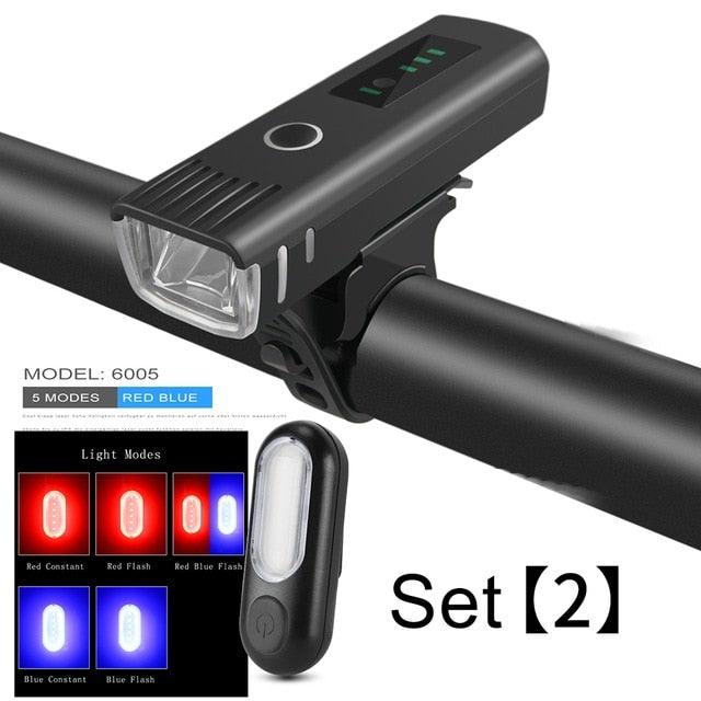 Bike Flashlight For Bicycle Anti-glare Smart Bike Light USB Rechargeable Front Rear Lamp Cycling Headlight Bike Light Set USB Rechargeable Bicycle Front Headlight Taillight 4 Light Modes Led Headlight Stevvex