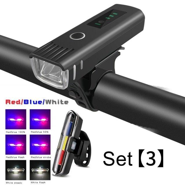 Bike Flashlight For Bicycle Anti-glare Smart Bike Light USB Rechargeable Front Rear Lamp Cycling Headlight Bike Light Set USB Rechargeable Bicycle Front Headlight Taillight 4 Light Modes Led Headlight Stevvex