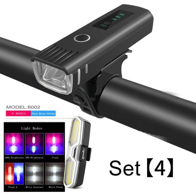 Bike Flashlight For Bicycle Anti-glare Smart Bike Light USB Rechargeable Front Rear Lamp Cycling Headlight Bike Light Set USB Rechargeable Bicycle Front Headlight Taillight 4 Light Modes Led Headlight Stevvex