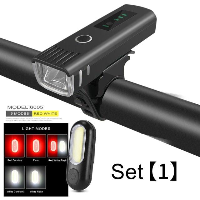 Bike Flashlight For Bicycle Anti-glare Smart Bike Light USB Rechargeable Front Rear Lamp Cycling Headlight Bike Light Set USB Rechargeable Bicycle Front Headlight Taillight 4 Light Modes Led Headlight Stevvex