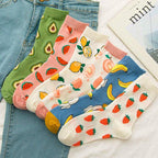 Women Funny Socks Spring Autumn Cartoon Socks Avocado Lemon Watermelon Peach Strawberry Banana Casual Socks Combed Out Of Cotton Soft Socks For Men And Women Stevvex
