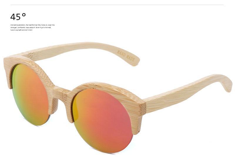 Elegant Wooden Design Classic Sunglasses Design Stylish Popular Wooden Sunglasses For Men & Women  Round Bamboo Glasses Mirror Sun Glasses Retro Glasses Stevvex