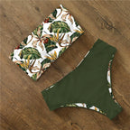 Bikini Swimwear Swimsuit Women Floral Print High Waist Bikini Set Back Cross Bathing Suit Female Beach Wear Women's Bikini Swimsuits Strapless Two Pieces Bathing Suits Stevvex