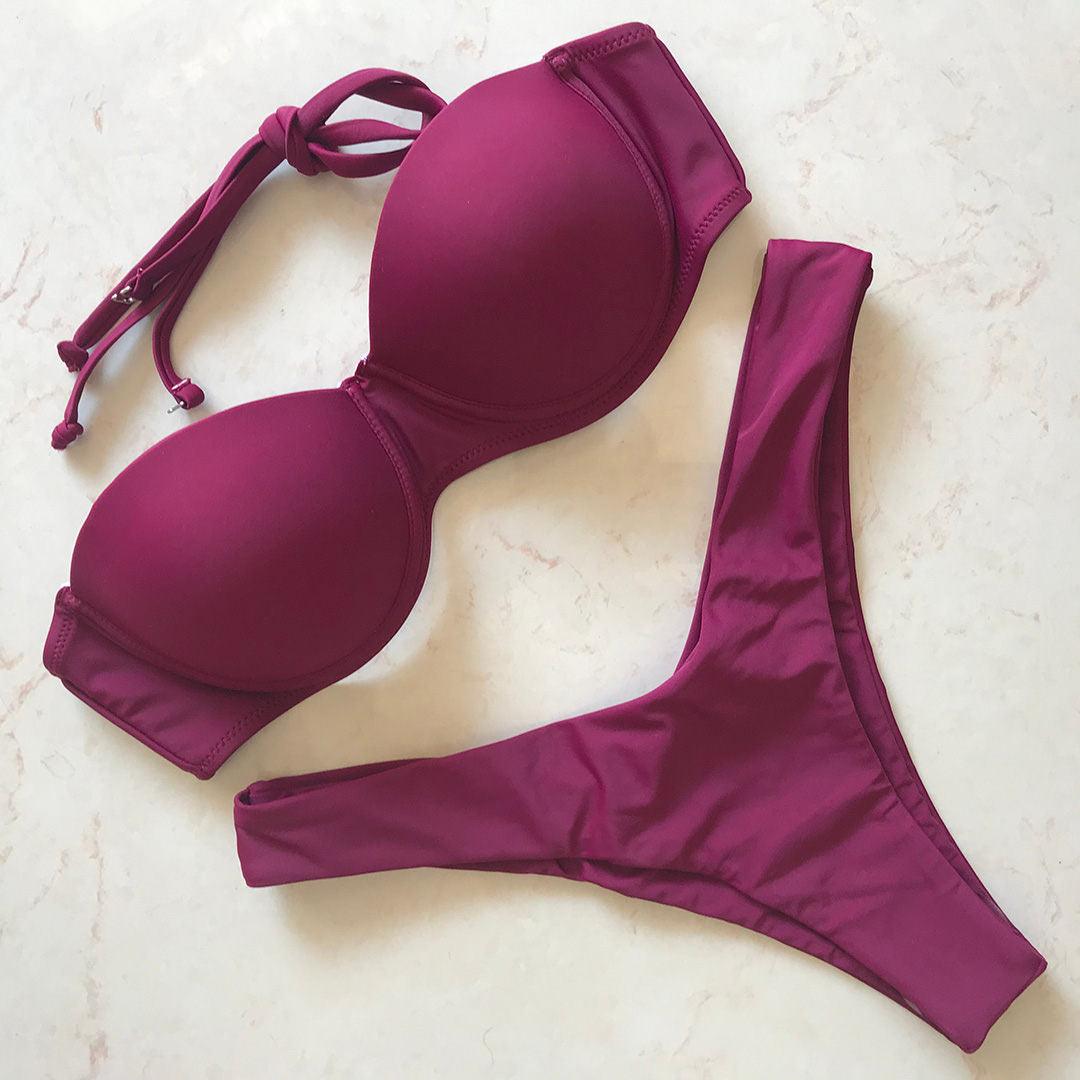 Bikini Push Up Swimsuit Female Swimwear Women's Bathing Suits Push Up Underwire Bikini Set Padded Two Piece Swimsuits Women Two-pieces Durable Bikini Set With Bra Cup Modern Bathing Suit Stevvex