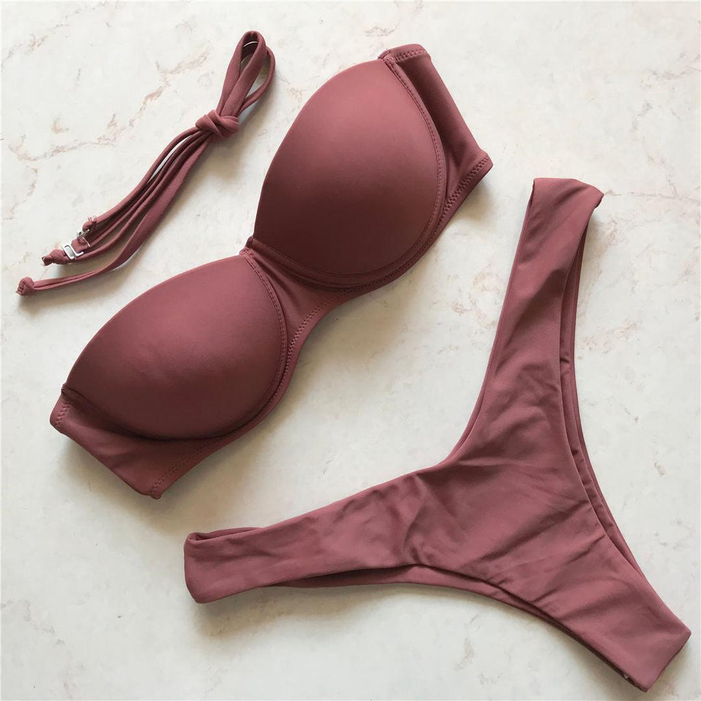 Bikini Push Up Swimsuit Female Swimwear Women's Bathing Suits Push Up Underwire Bikini Set Padded Two Piece Swimsuits Women Two-pieces Durable Bikini Set With Bra Cup Modern Bathing Suit Stevvex