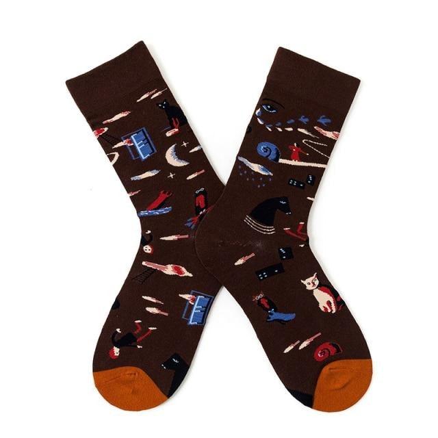 Novelty Happy Funny Women Graphic Short Socks Socks Combed Out Of Pure Cotton Art Abstract Oil Painting Socks French Style Crew Socks For Men And Women Stevvex