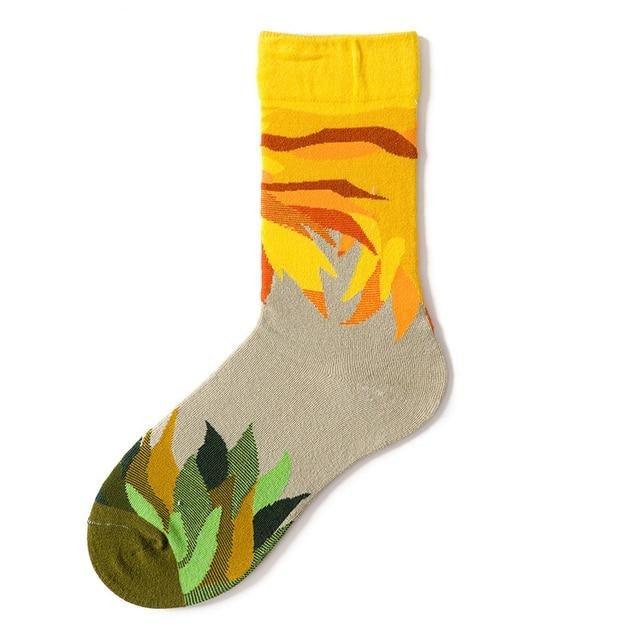 Novelty Happy Funny Women Graphic Short Socks Socks Combed Out Of Pure Cotton Art Abstract Oil Painting Socks French Style Crew Socks For Men And Women Stevvex