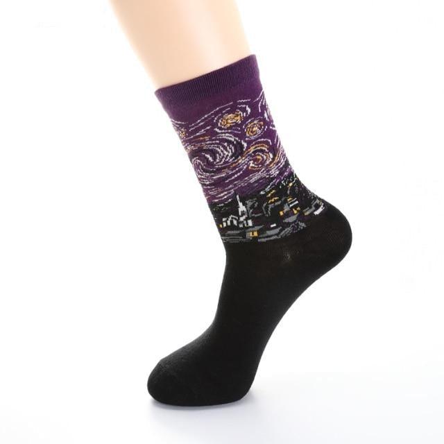 Novelty Happy Funny Women Graphic Short Socks Socks Combed Out Of Pure Cotton Art Abstract Oil Painting Socks French Style Crew Socks For Men And Women Stevvex