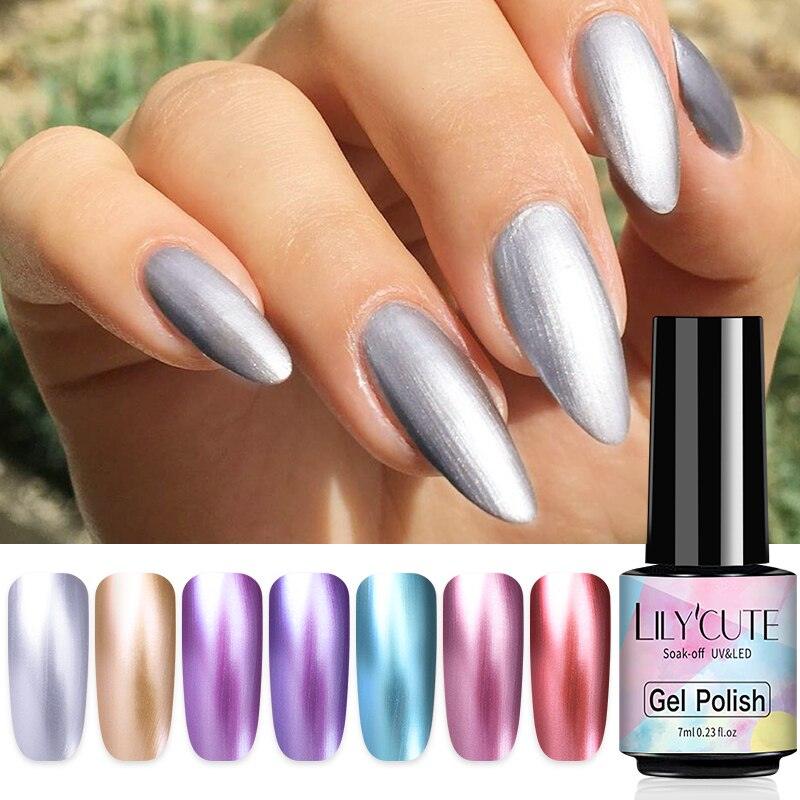 Luxury Metallic Womens Nail Polish Silver Rose Permanent UV Gel Nail Varnish Elegant Luxury Metal Effect More Collor For Girls Stevvex