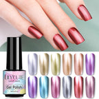 Luxury Metallic Womens Nail Polish Silver Rose Permanent UV Gel Nail Varnish Elegant Luxury Metal Effect More Collor For Girls Stevvex